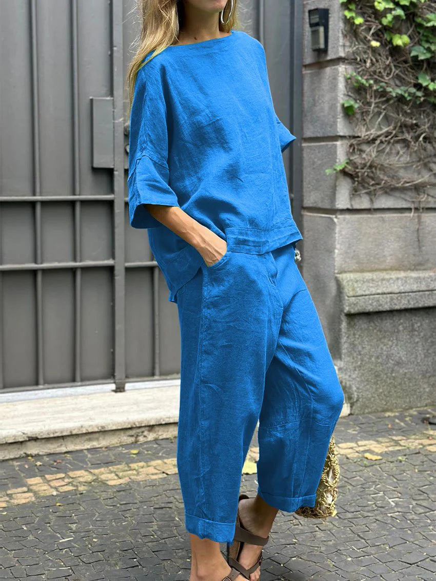 Carmela - Casual Crewneck Top and Pants Set