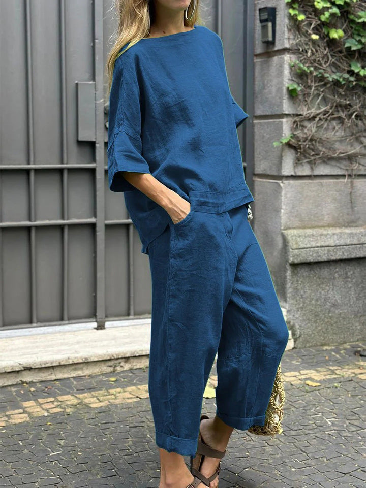Carmela - Casual Crewneck Top and Pants Set