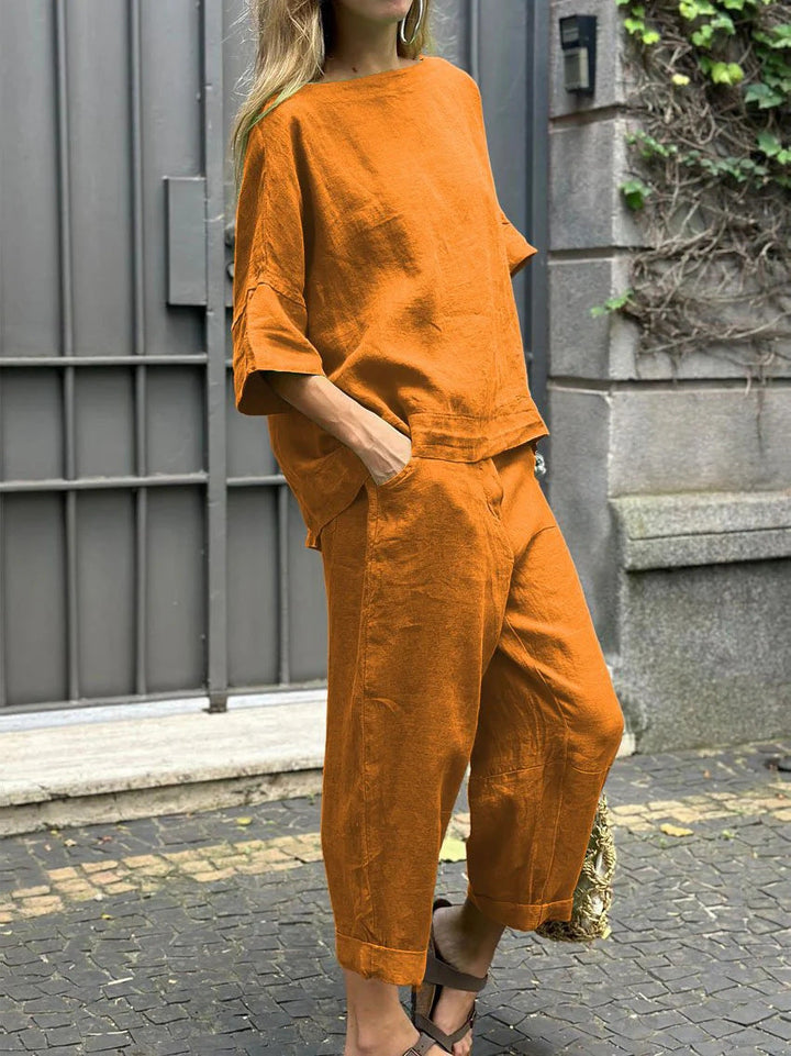 Carmela - Casual Crewneck Top and Pants Set