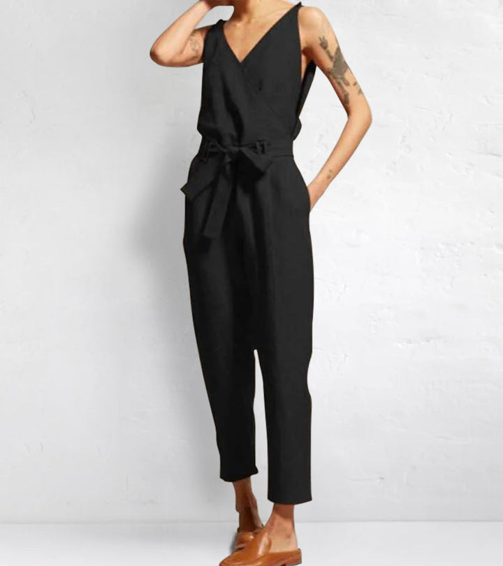 Cianne - Casual Sleeveless Wrap Jumpsuit