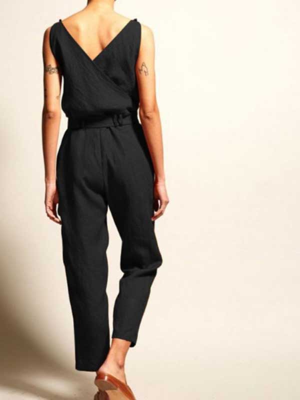Cianne - Casual Sleeveless Wrap Jumpsuit