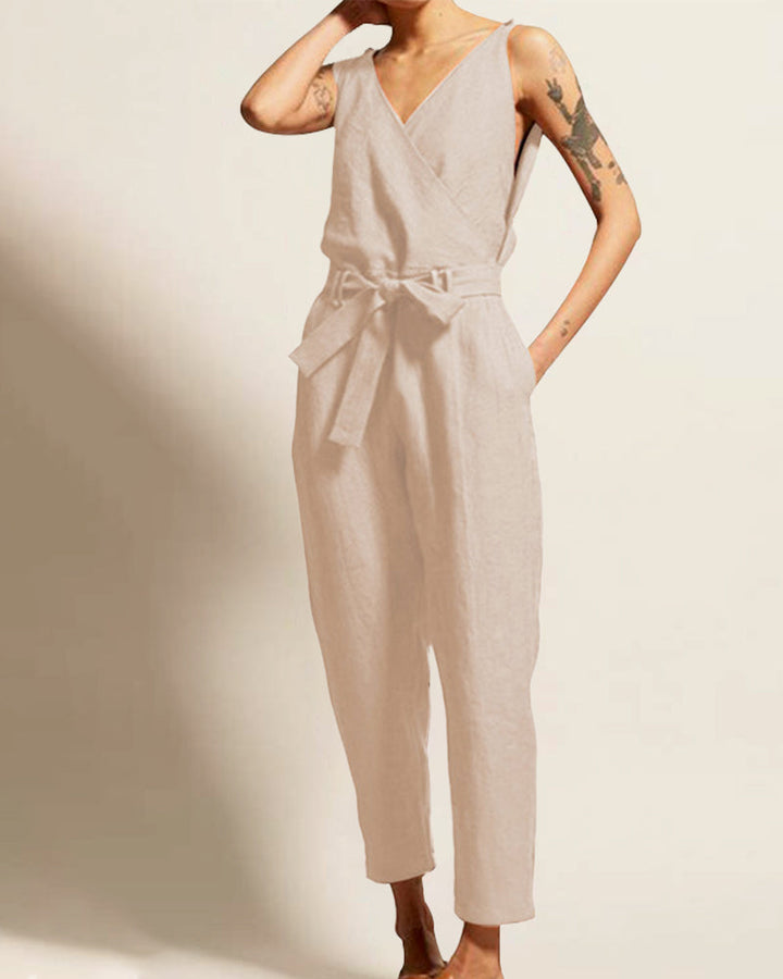 Cianne - Casual Sleeveless Wrap Jumpsuit