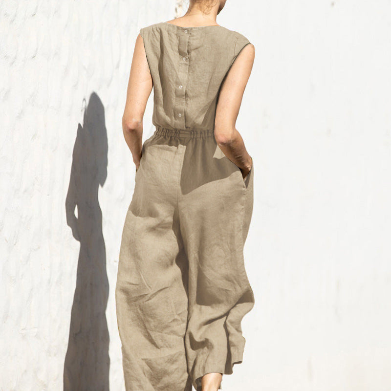 Janice - Casual Sleeveless Pocket Jumpsuit