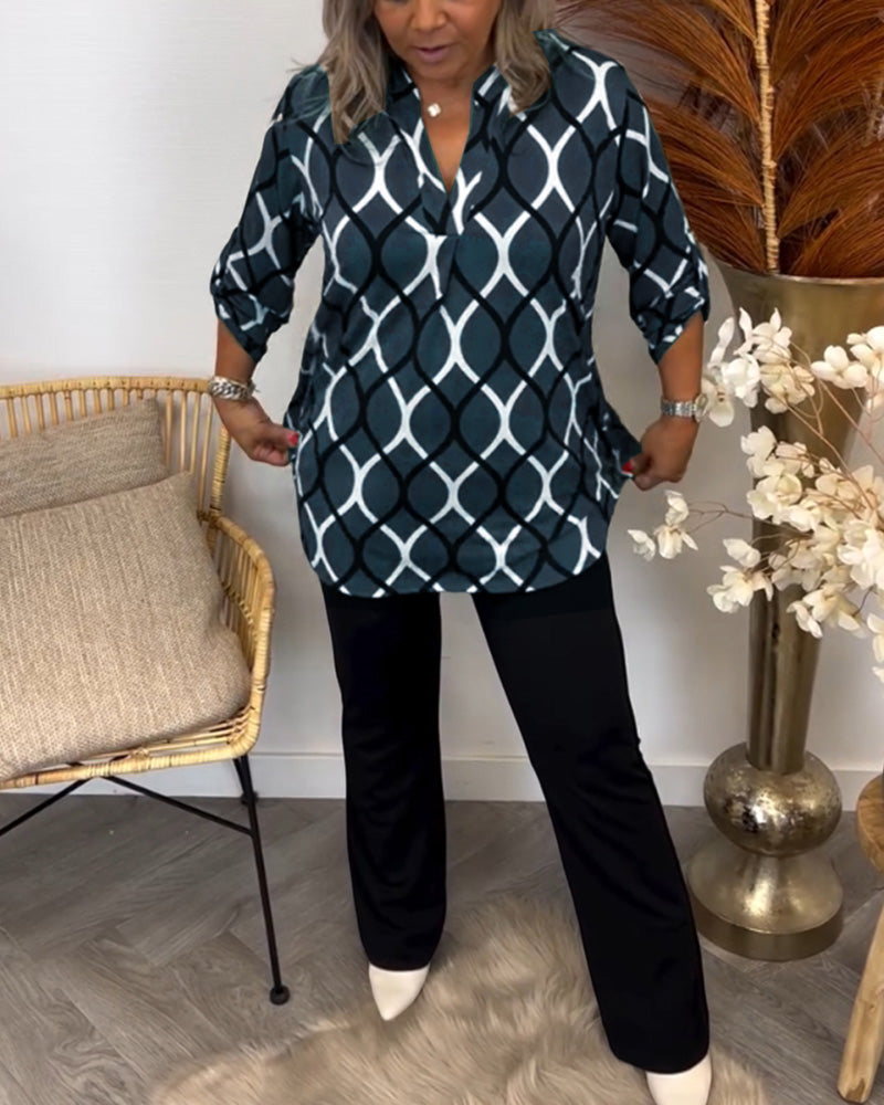 Selya - Geometric Print Blouse