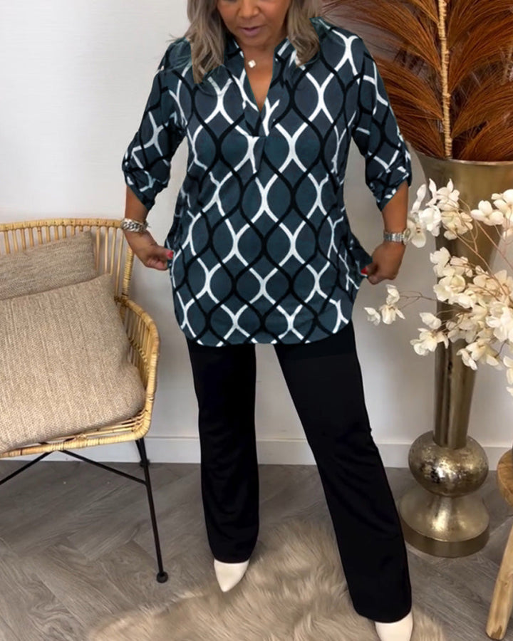 Selya - Geometric Print Blouse