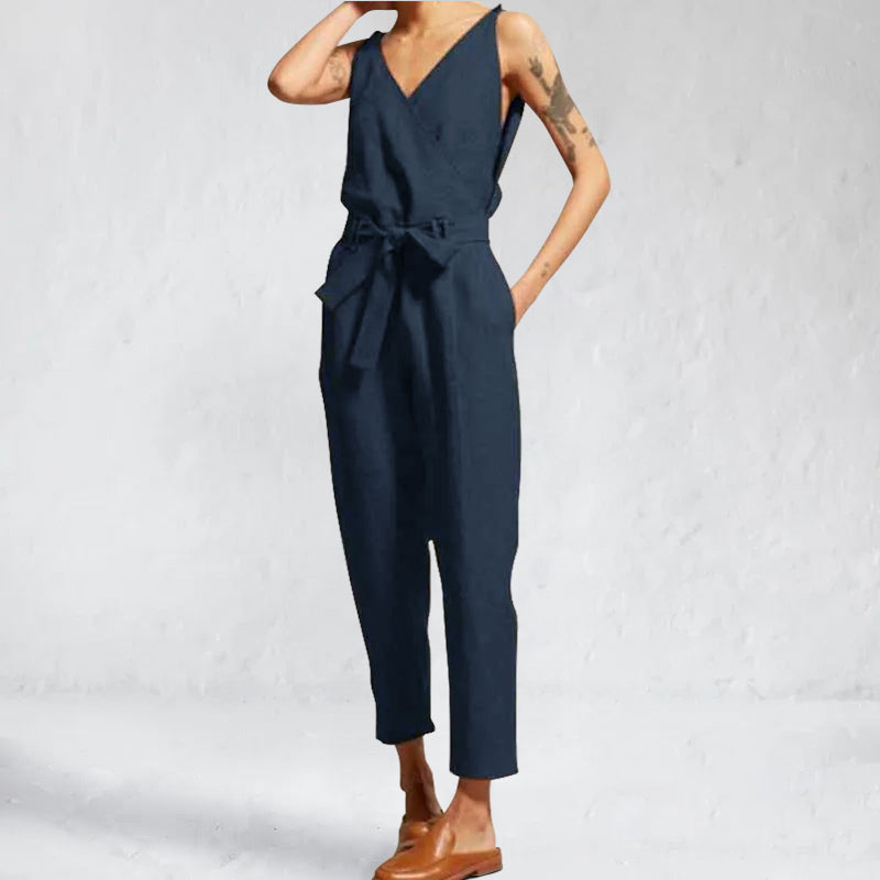 Cianne - Casual Sleeveless Wrap Jumpsuit