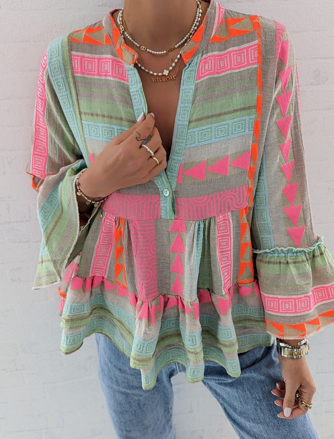 Tess - Boho Printed Top