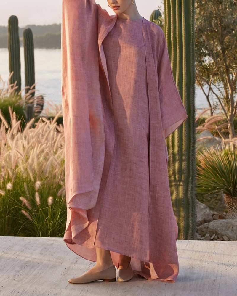 Solana - Loose Long Sleeve Cardigan Maxi Dress