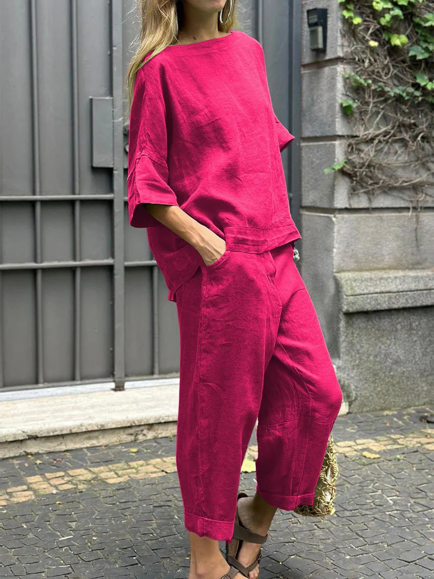 Carmela - Casual Crewneck Top and Pants Set