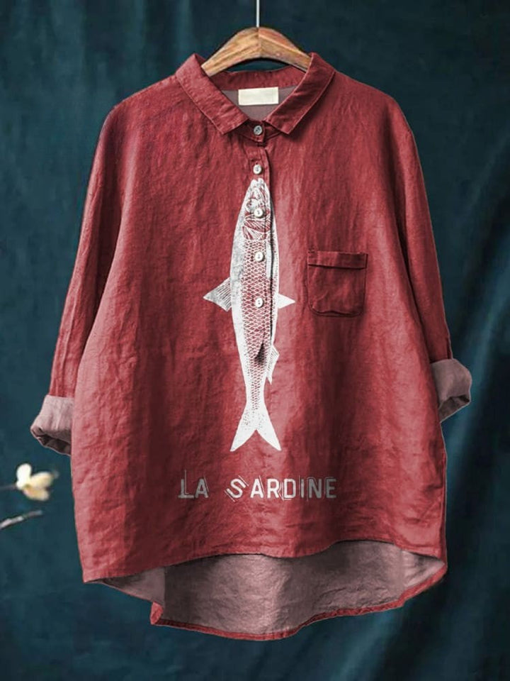 Mackenzie - Stylish Fish Print Cotton Shirt