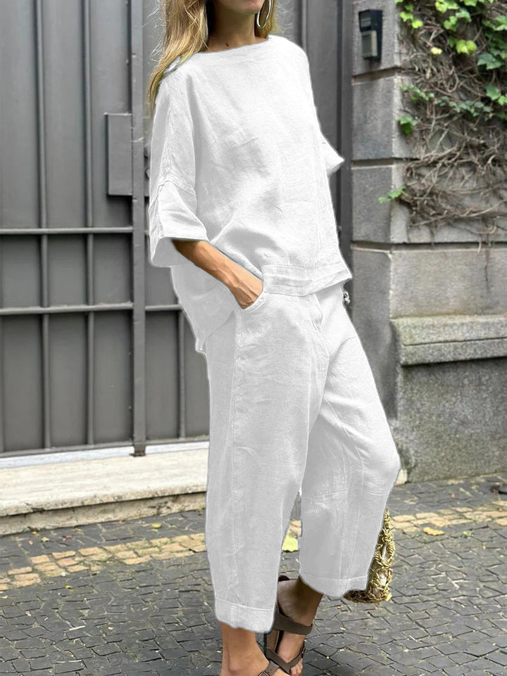 Carmela - Casual Crewneck Top and Pants Set