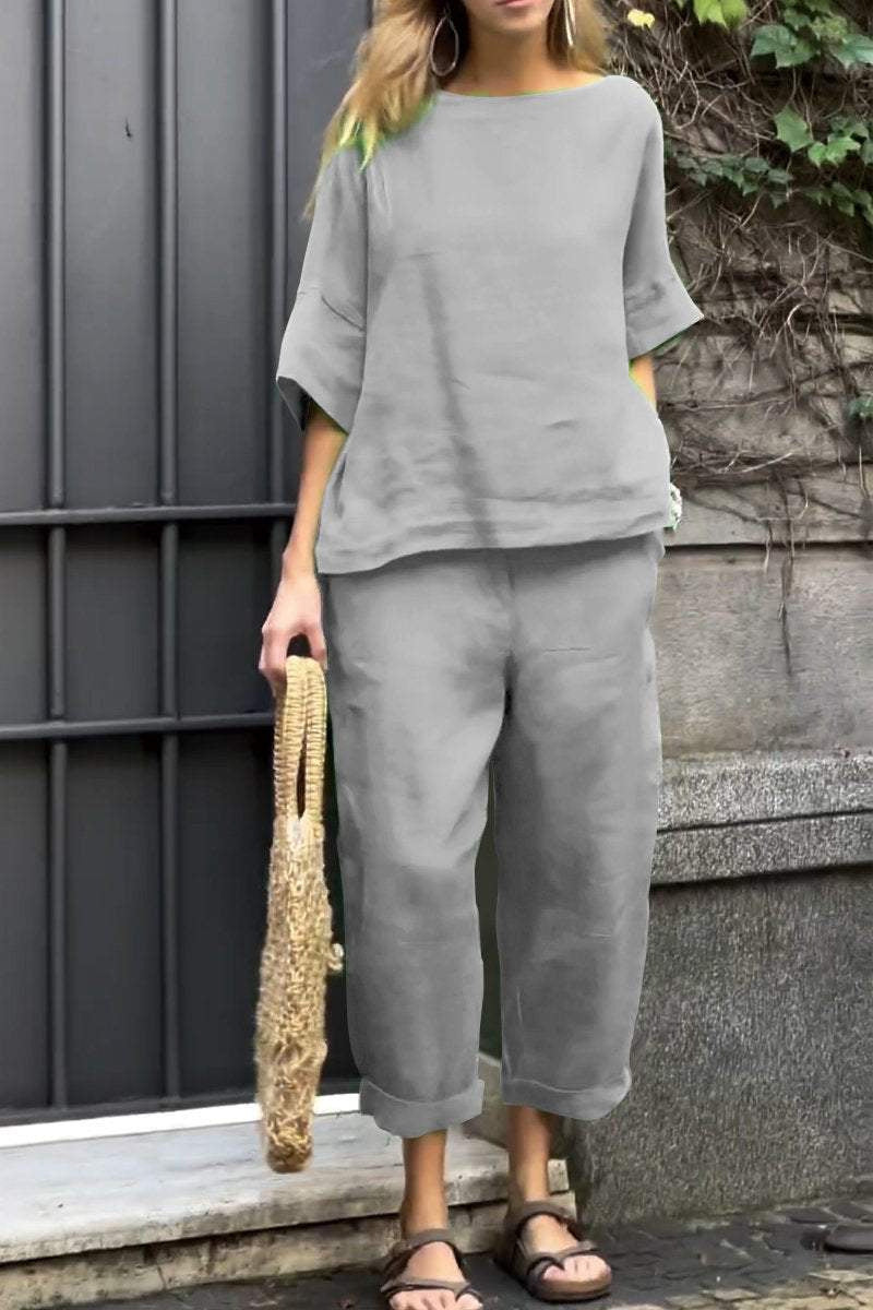 Carmela - Casual Crewneck Top and Pants Set