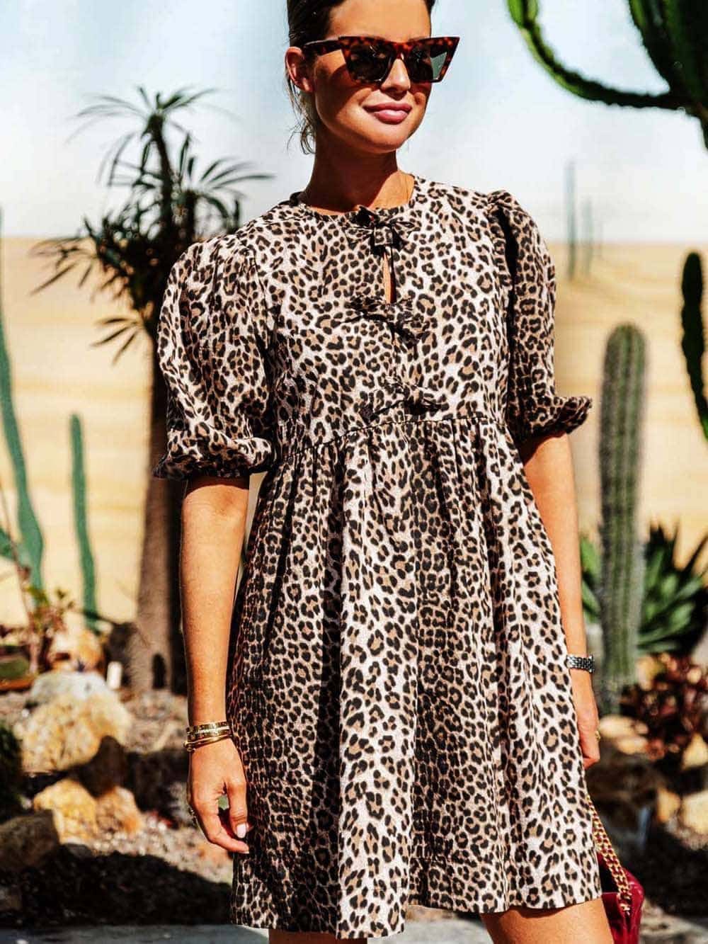 Camara - Leopard Lace-Up Dress