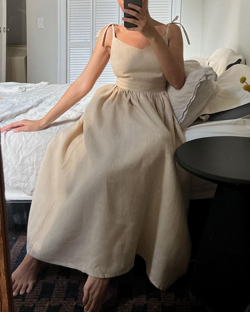 Marivic - Classic Backless Strappy Maxi Dress
