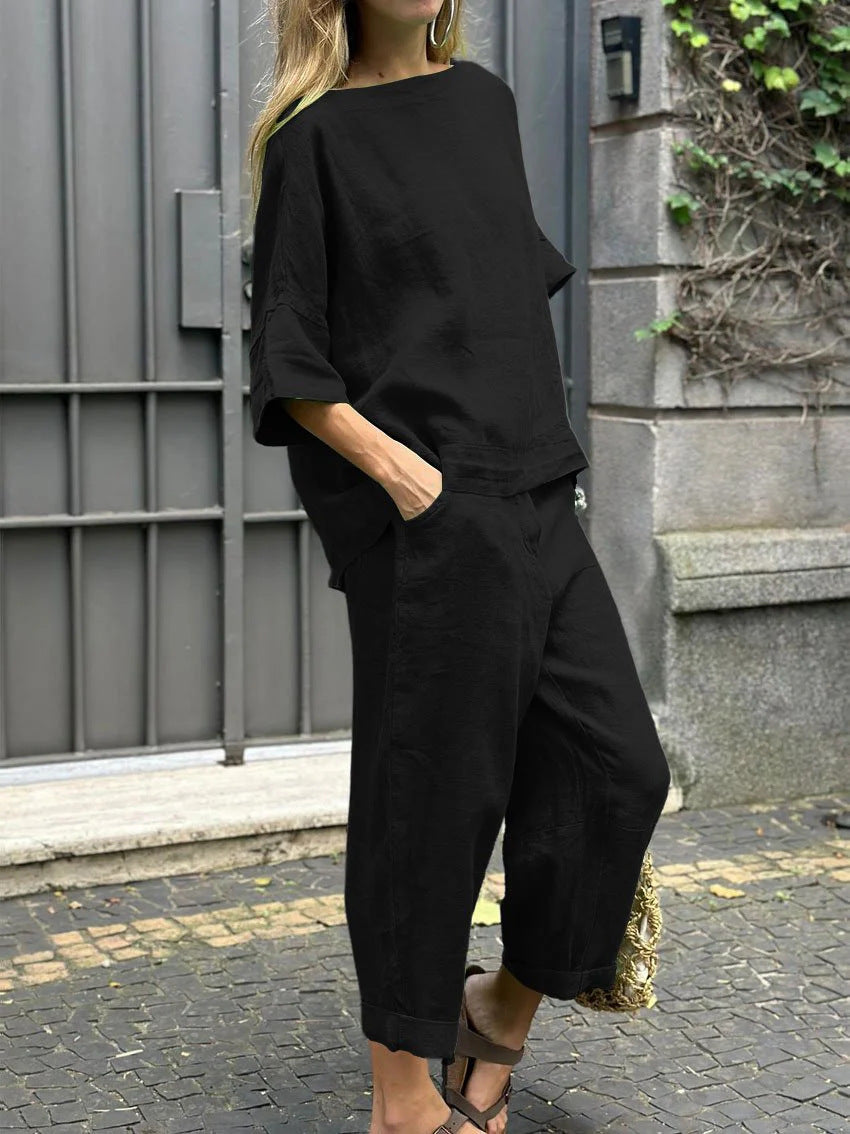 Carmela - Casual Crewneck Top and Pants Set