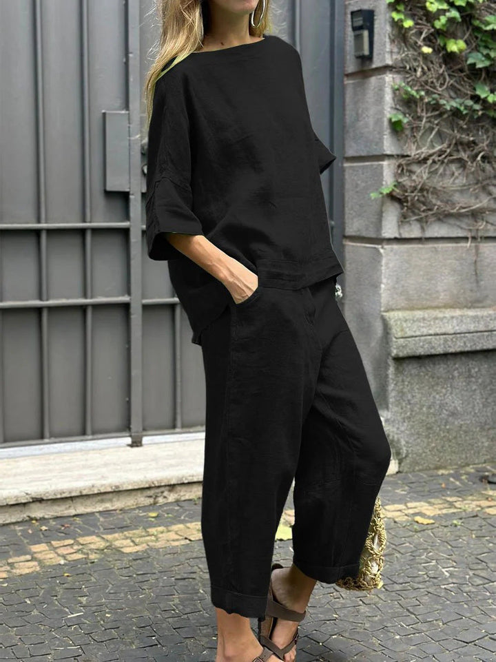 Carmela - Casual Crewneck Top and Pants Set