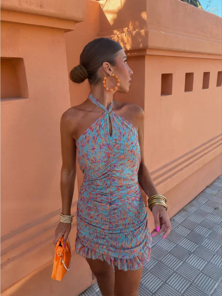 Pia - Ruched Halter Dress