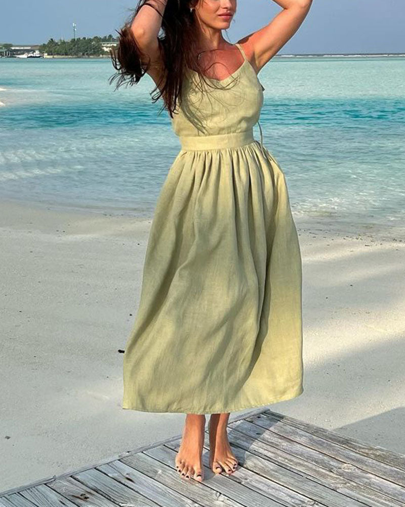 Marivic - Classic Backless Strappy Maxi Dress
