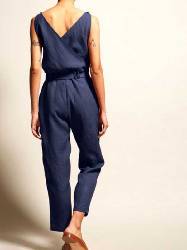 Cianne - Casual Sleeveless Wrap Jumpsuit