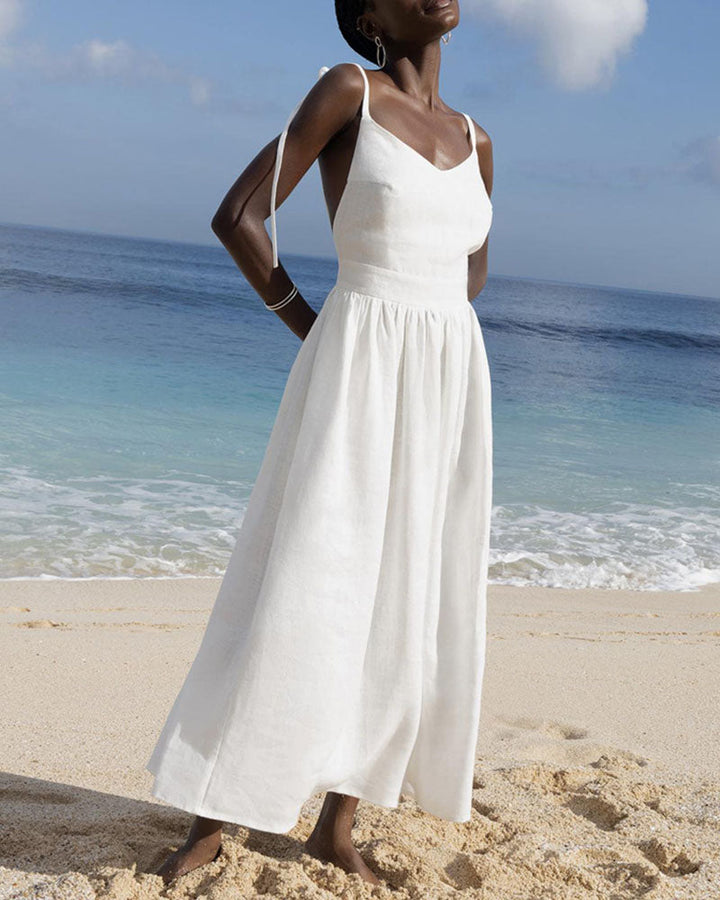 Marivic - Classic Backless Strappy Maxi Dress