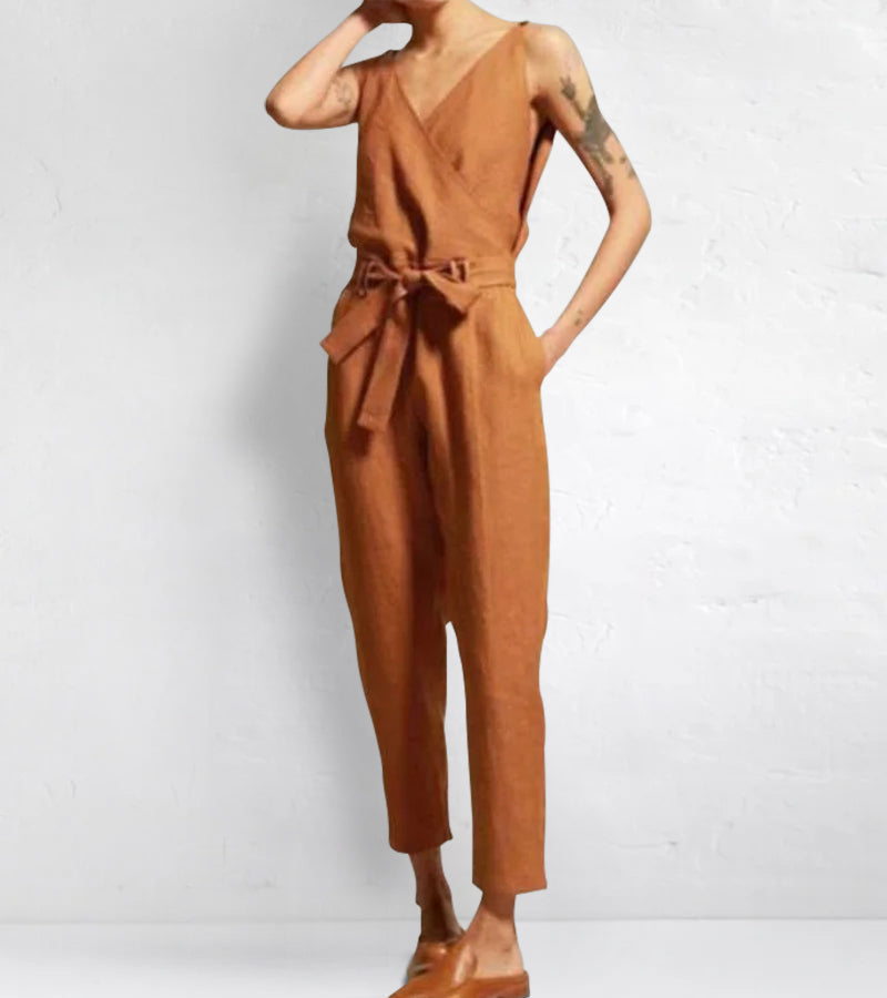 Cianne - Casual Sleeveless Wrap Jumpsuit