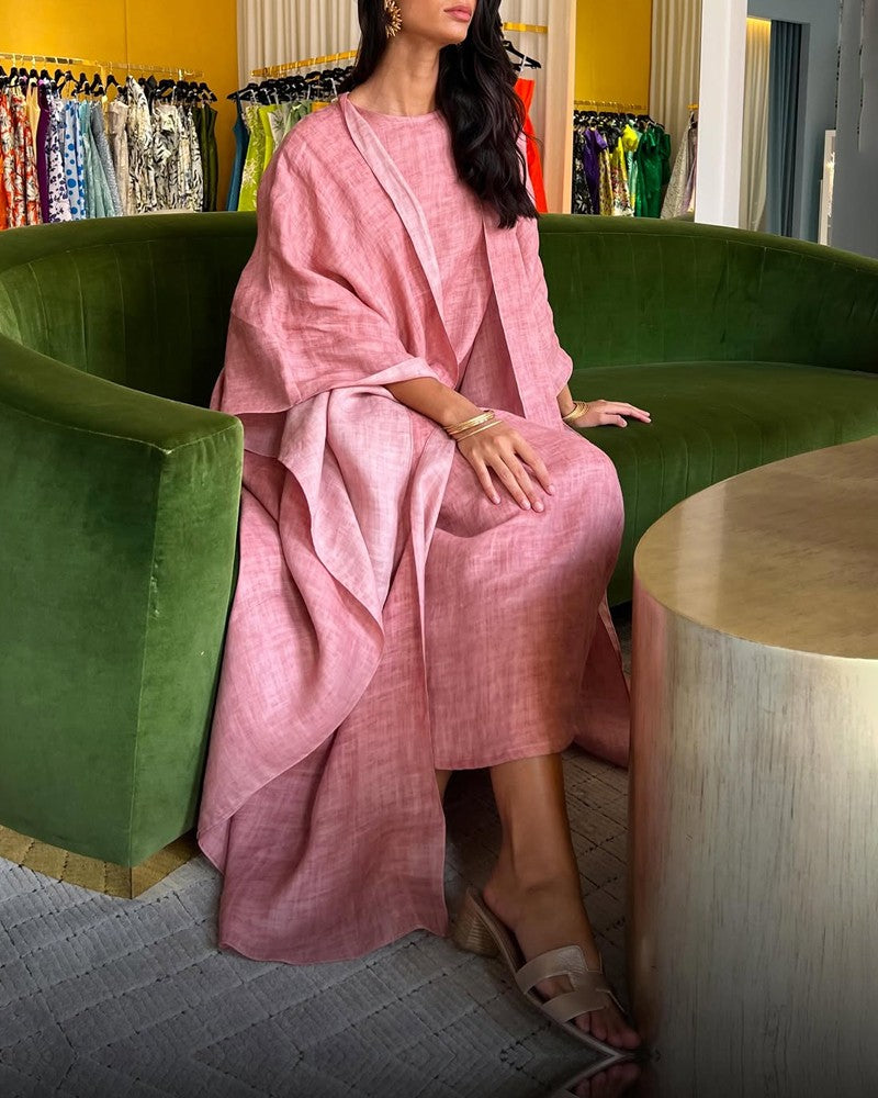 Solana - Loose Long Sleeve Cardigan Maxi Dress