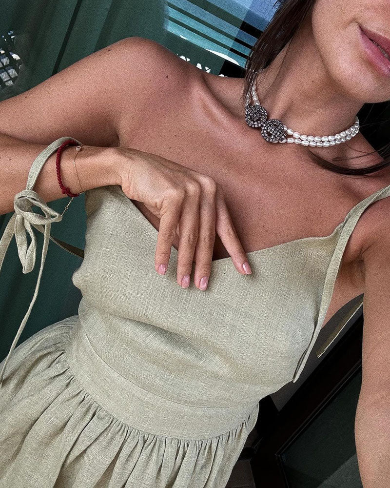 Marivic - Classic Backless Strappy Maxi Dress