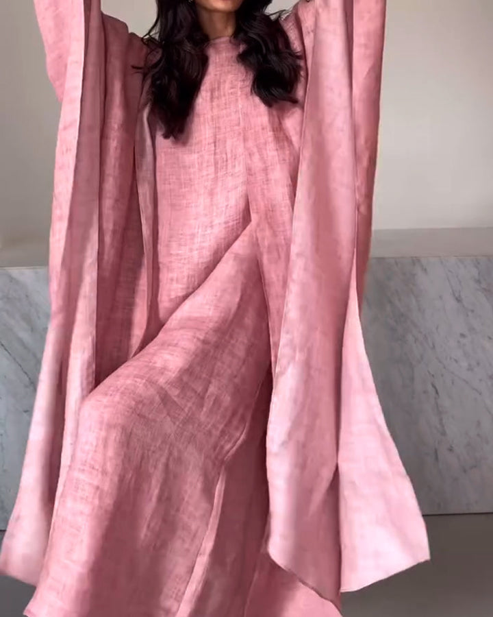 Solana - Loose Long Sleeve Cardigan Maxi Dress