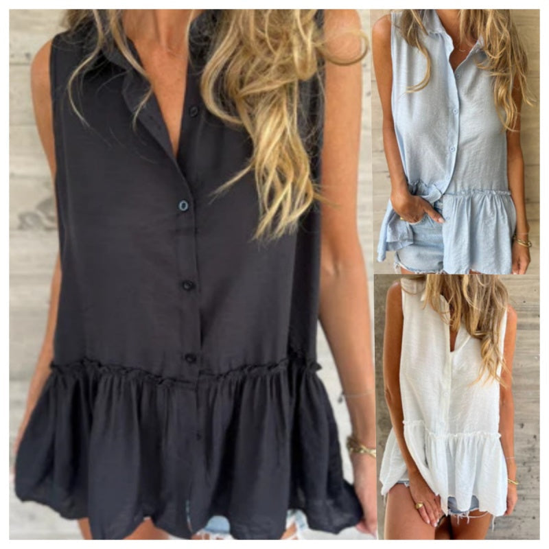 Shiva - Ruffle Buttoned Top